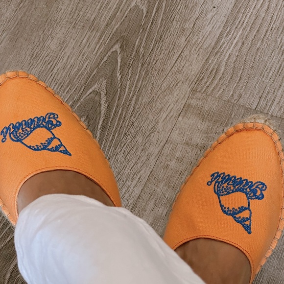 GANNI Canvas Embroidered Summer Espadrilles Orange Size 40 - Picture 5 of 5